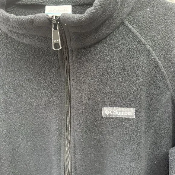 (Hole)Columbia Full Zip Black Fleece Jacket Women’s Top 1X Zipper Pockets - Picture 4 of 10